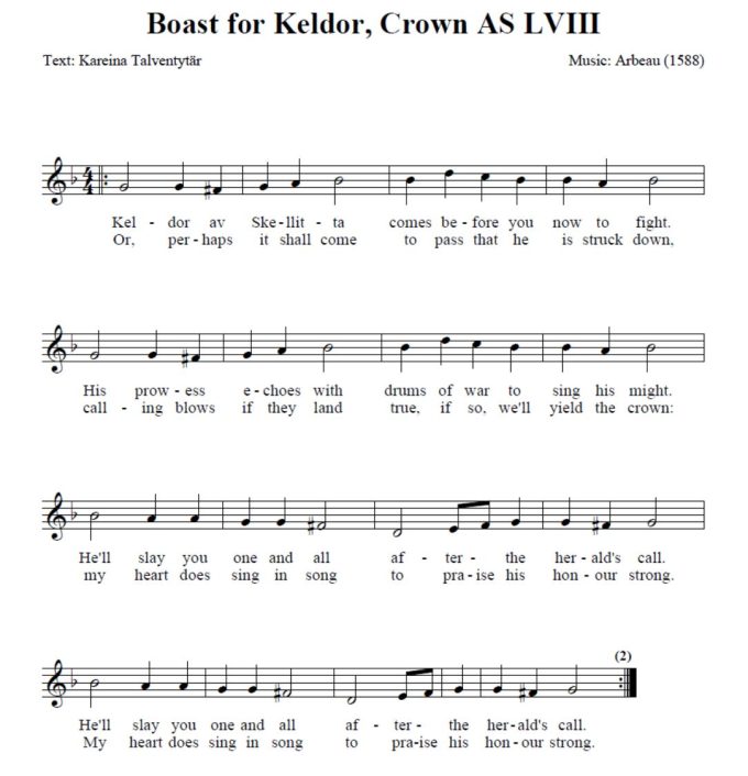 music for Keldor's boast